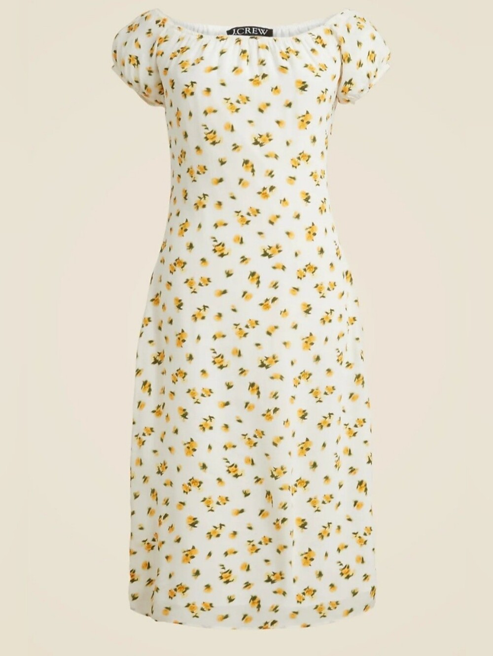 J. Crew Off-the-shoulder slip dress in budding rose print